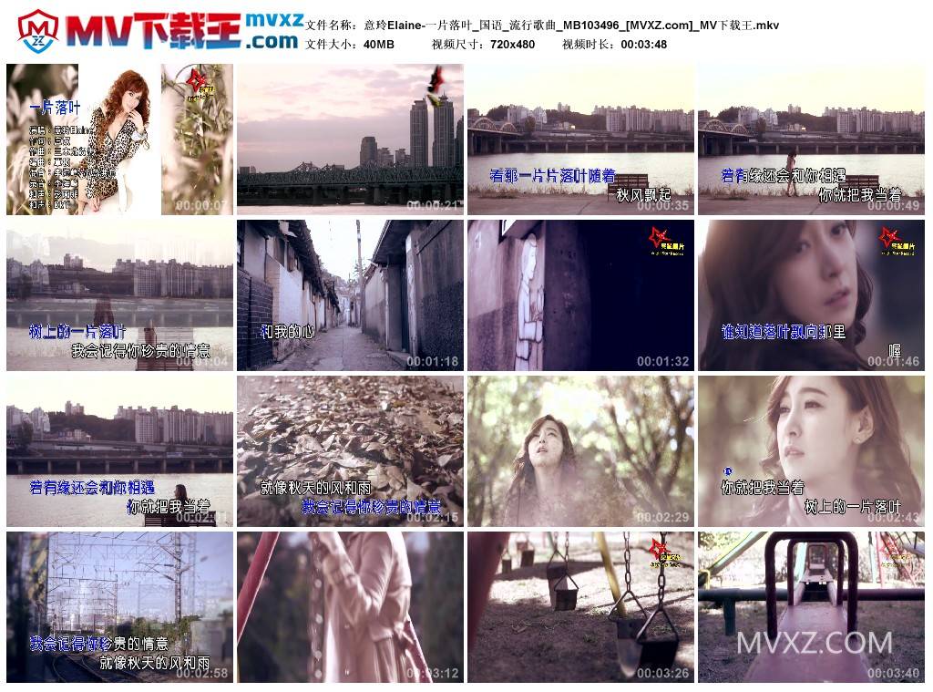 意玲Elaine-一片落叶_国语_流行歌曲_MB103496